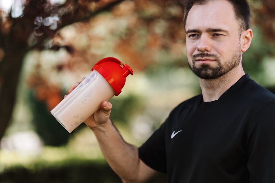 Protein shake and shaker bottle ready after a workout