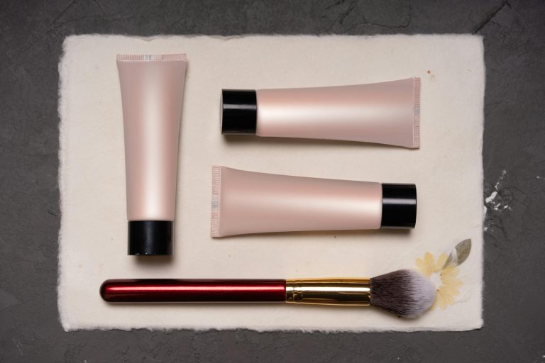 Makeup and skincare products arranged for a beauty deals guide